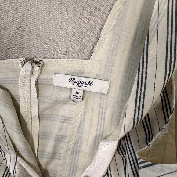 Madewell Cutout Striped Sundress Cream and Black Size 10 - Picture 12 of 15
